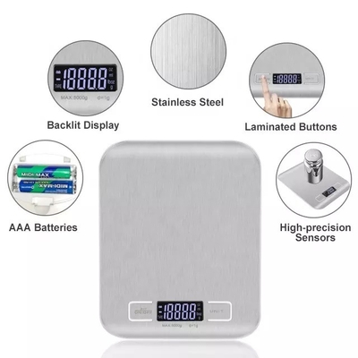 Escala delgada electrónica de acero inoxidable de Digitaces de la comida de la escala 5Kg 11Lb de la cocina